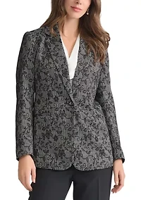 Women's Floral Print Ponte Button Jacket