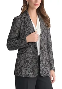 Women's Floral Print Ponte Button Jacket