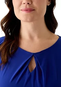 Plus Extended Shoulder Diamond Neckline Knit Top