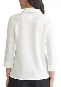Women's 3/4 Sleeve Ridge Knit Top