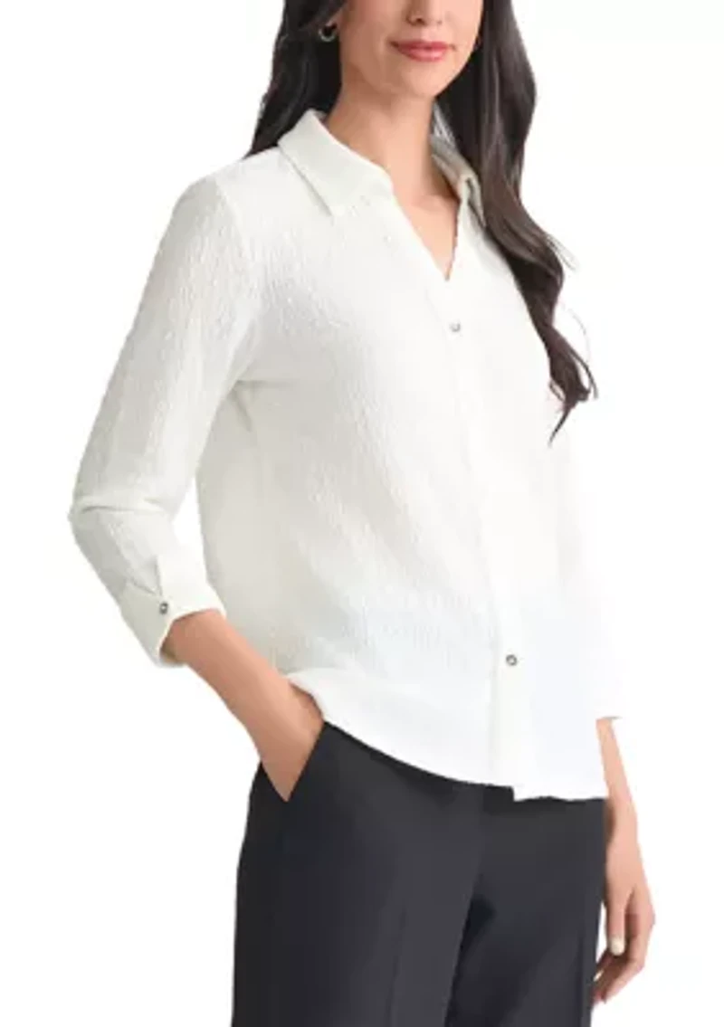 Women's 3/4 Sleeve Ridge Knit Top