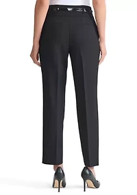 Women's Stretch Crepe Belted Slim Leg Pants
