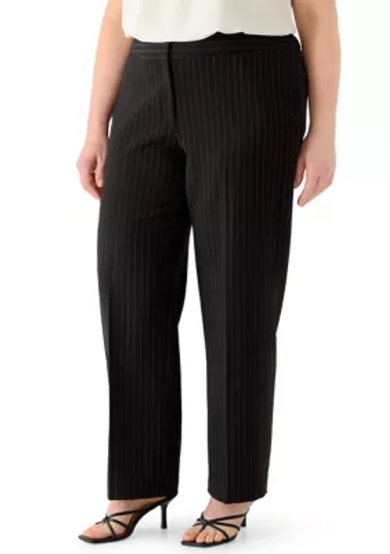 Plus Pinstripe Wide Leg Pants