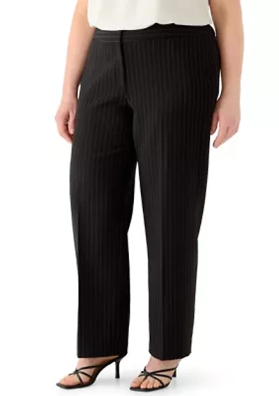 Plus Pinstripe Wide Leg Pants