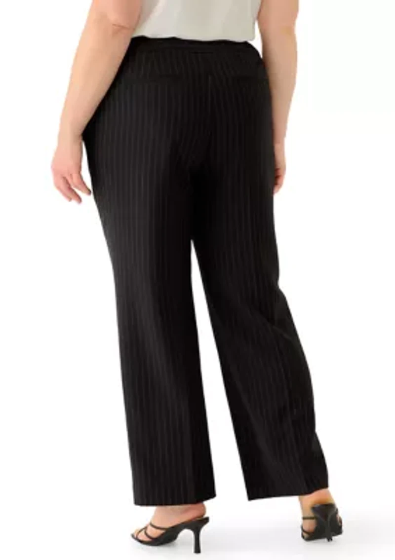 Plus Pinstripe Wide Leg Pants