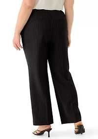 Plus Pinstripe Wide Leg Pants