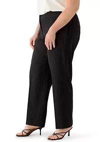 Plus Pinstripe Wide Leg Pants