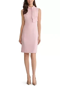 Petite Stretch Crepe Sleeveless Tie Neck Dress