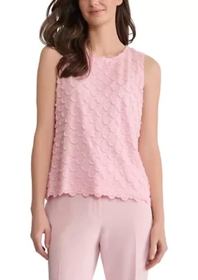 Women's Sleeveless Square Neck Eyelash Top