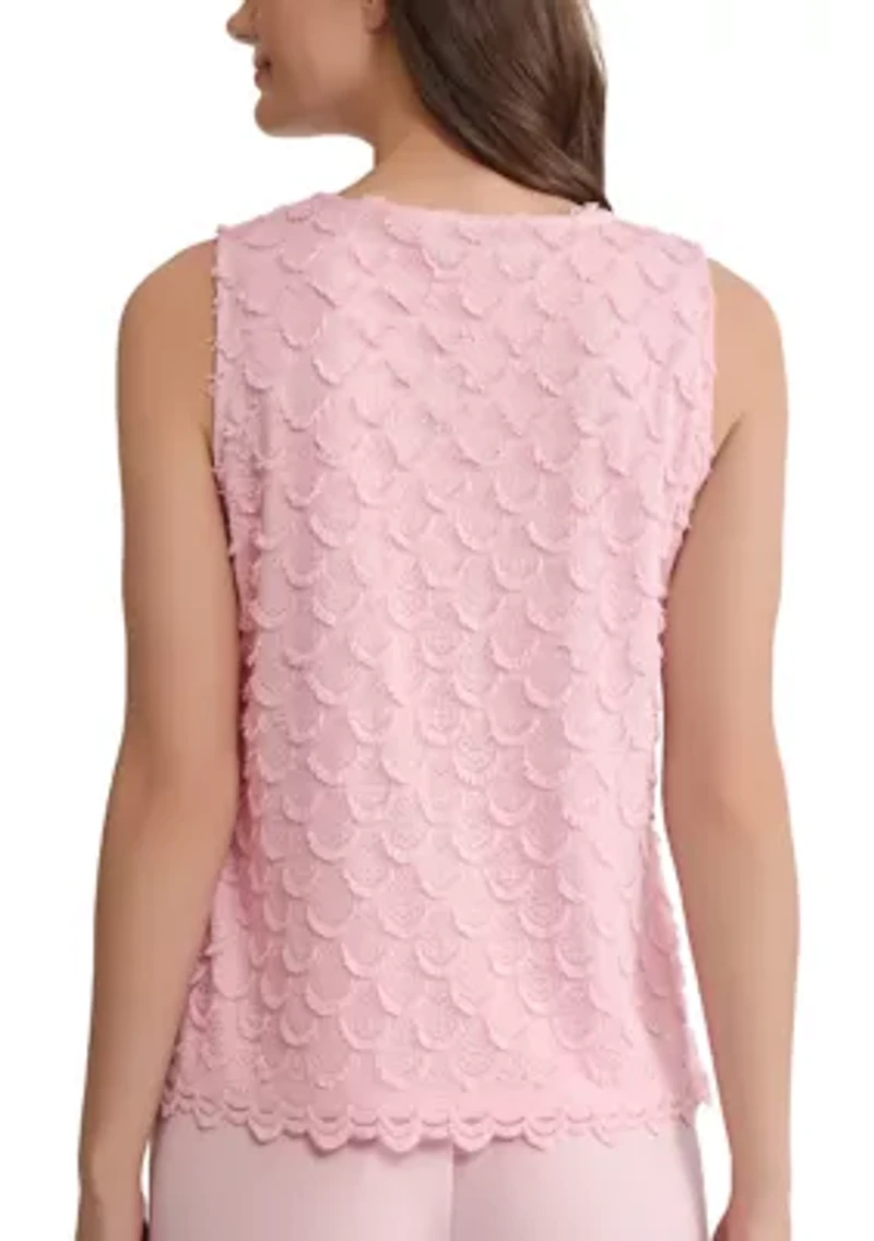 Women's Sleeveless Square Neck Eyelash Top