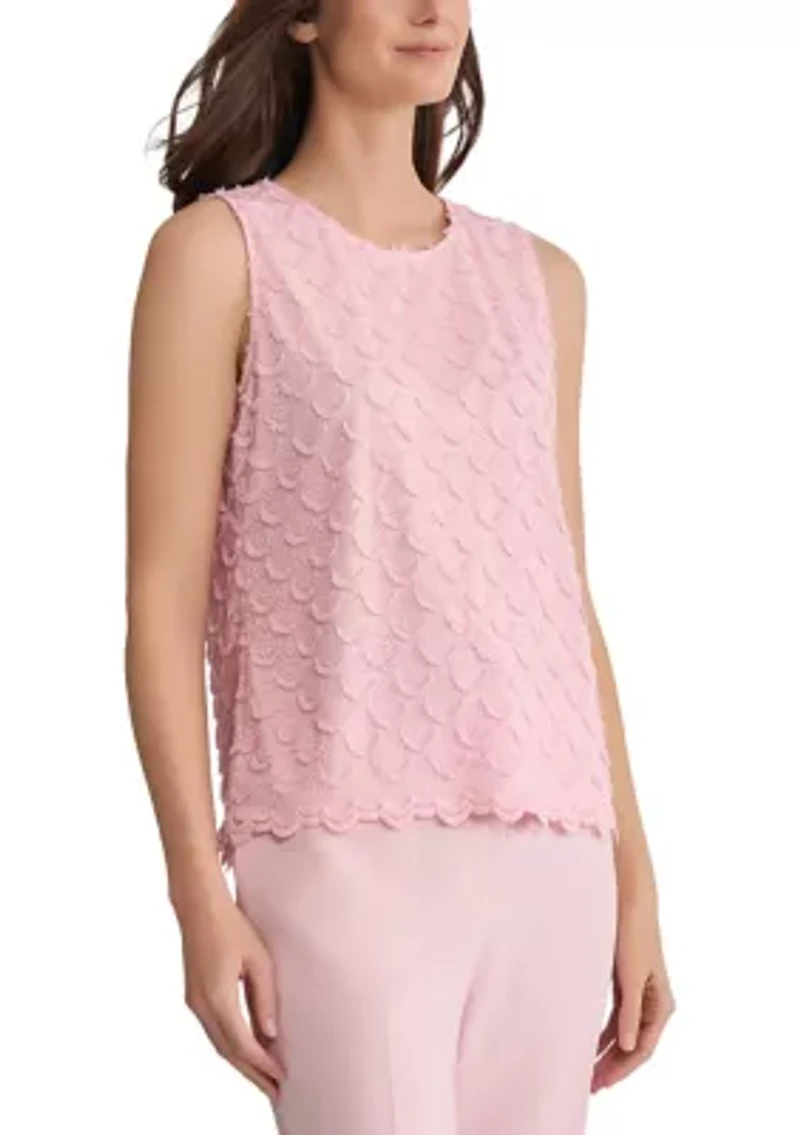 Women's Sleeveless Square Neck Eyelash Top
