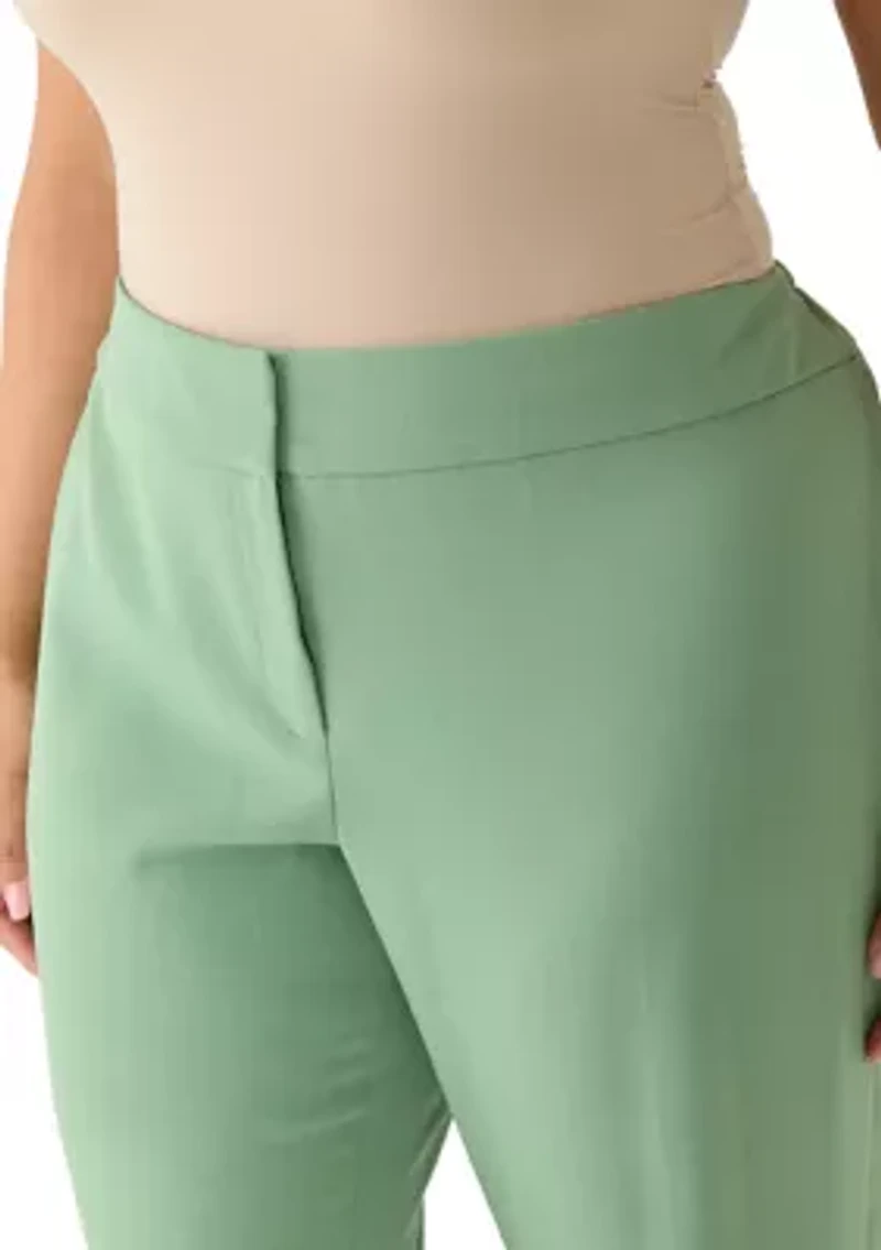 Plus Fly Front Slim Pants