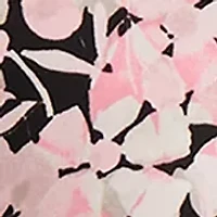 Petite Mini Floral Printed Cap Sleeve Pleated Front Knit Top