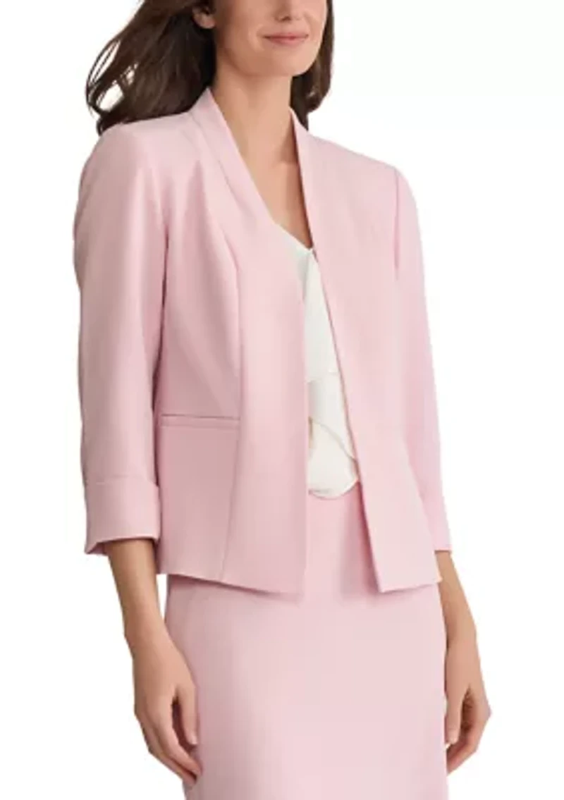 Petite Stretch Crepe Cardigan Jacket with Cuff Sleeves