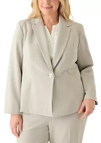 Plus Julia Crepe One Button Jacket with Princess Seam