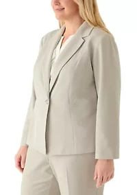 Plus Julia Crepe One Button Jacket with Princess Seam