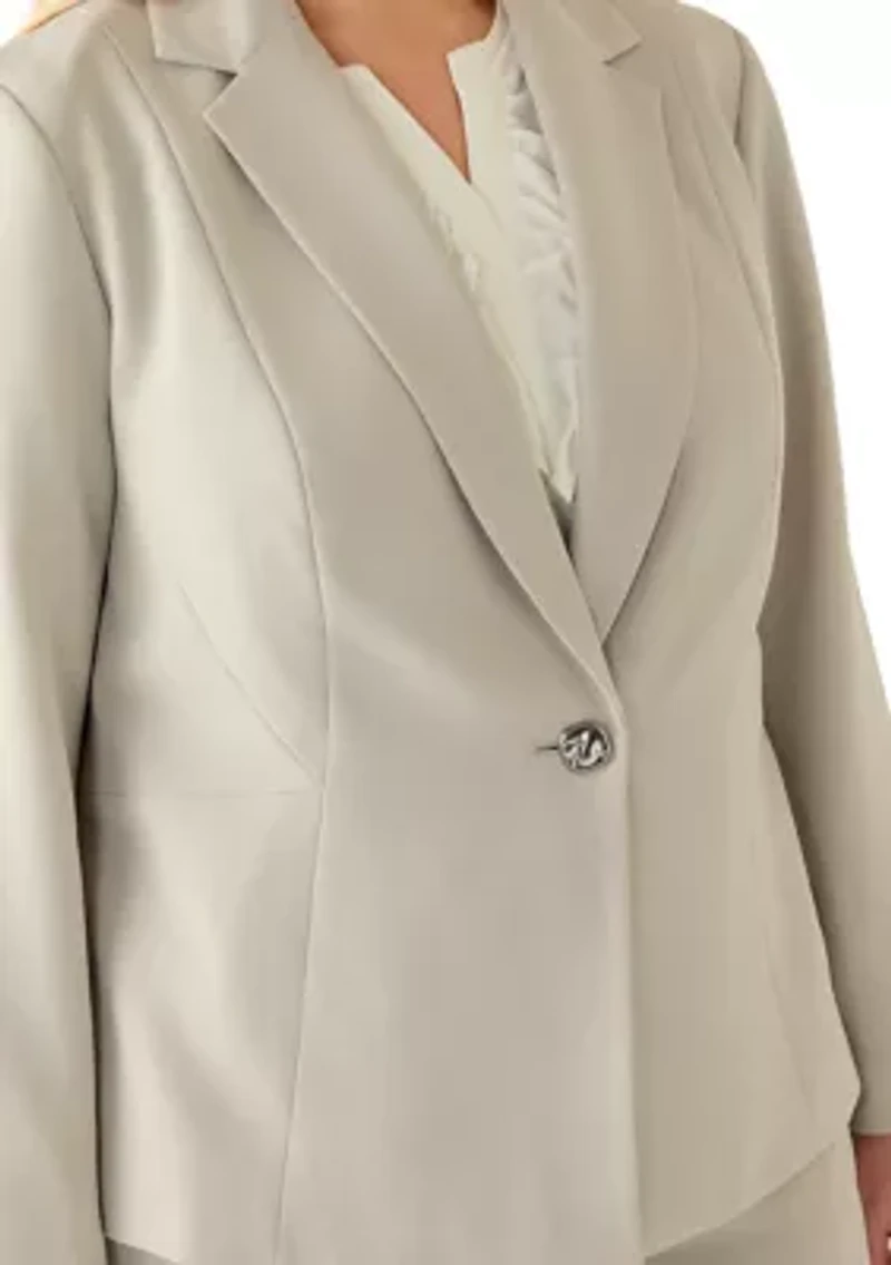 Plus Julia Crepe One Button Jacket with Princess Seam