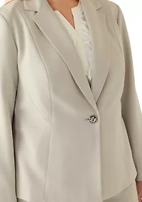 Plus Julia Crepe One Button Jacket with Princess Seam