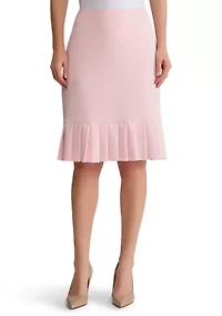 Women's Stretch Crepe Skirt with Pleated Hem