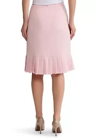 Women's Stretch Crepe Skirt with Pleated Hem