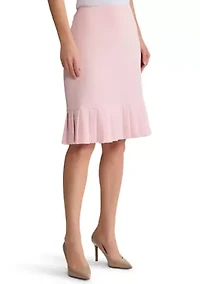 Women's Stretch Crepe Skirt with Pleated Hem
