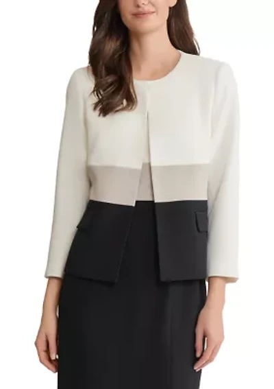 Women's Stretch Crepe Colorblock Cardigan Jacket