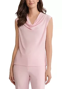 Women's Extended Shoulder Cowl Neck Knit Top