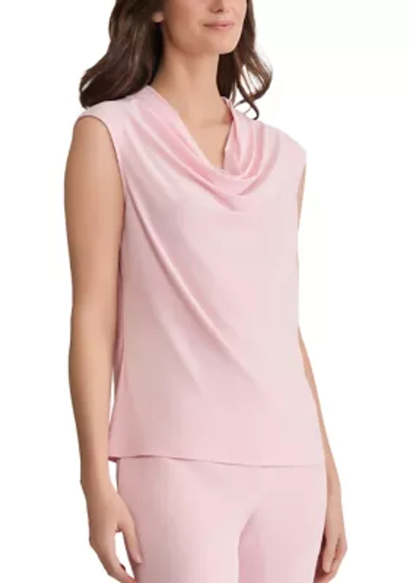 Women's Extended Shoulder Cowl Neck Knit Top