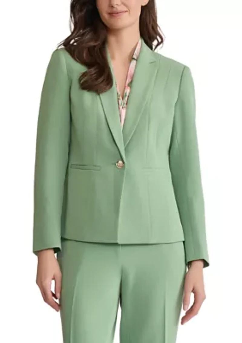Women's Stretch Crepe 1 Button Seamed Blazer