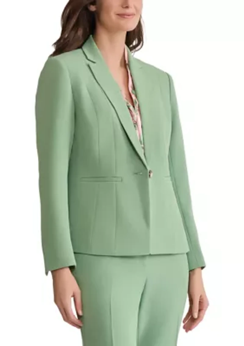 Women's Stretch Crepe 1 Button Seamed Blazer