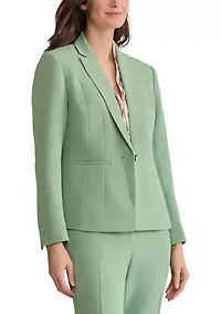 Women's Stretch Crepe 1 Button Seamed Blazer