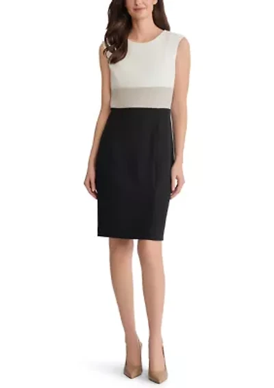Women's Stretch Crepe Colorblock Sheath Dress