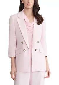 Women's Herringbone 4 Button Faux Double Jacket with Cuff Sleeves
