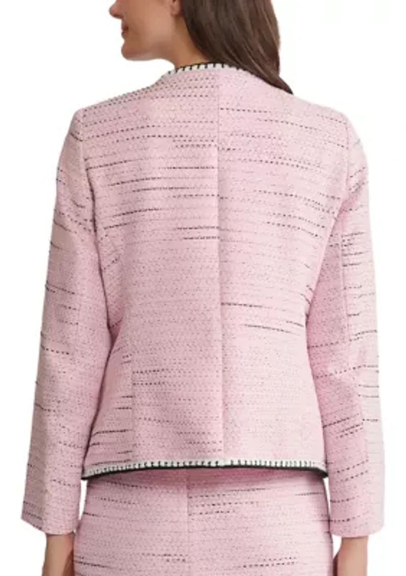 Petite Tweed 4 Pocket Jacket with Striped Trim