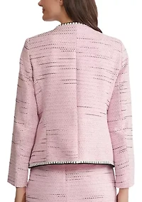 Petite Tweed 4 Pocket Jacket with Striped Trim