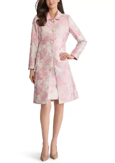 Women's Floral Jacquard 3 Button Topper Dress