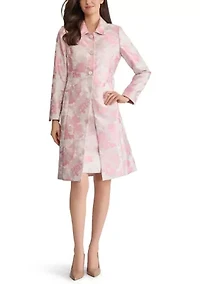 Women's Floral Jacquard 3 Button Topper Dress