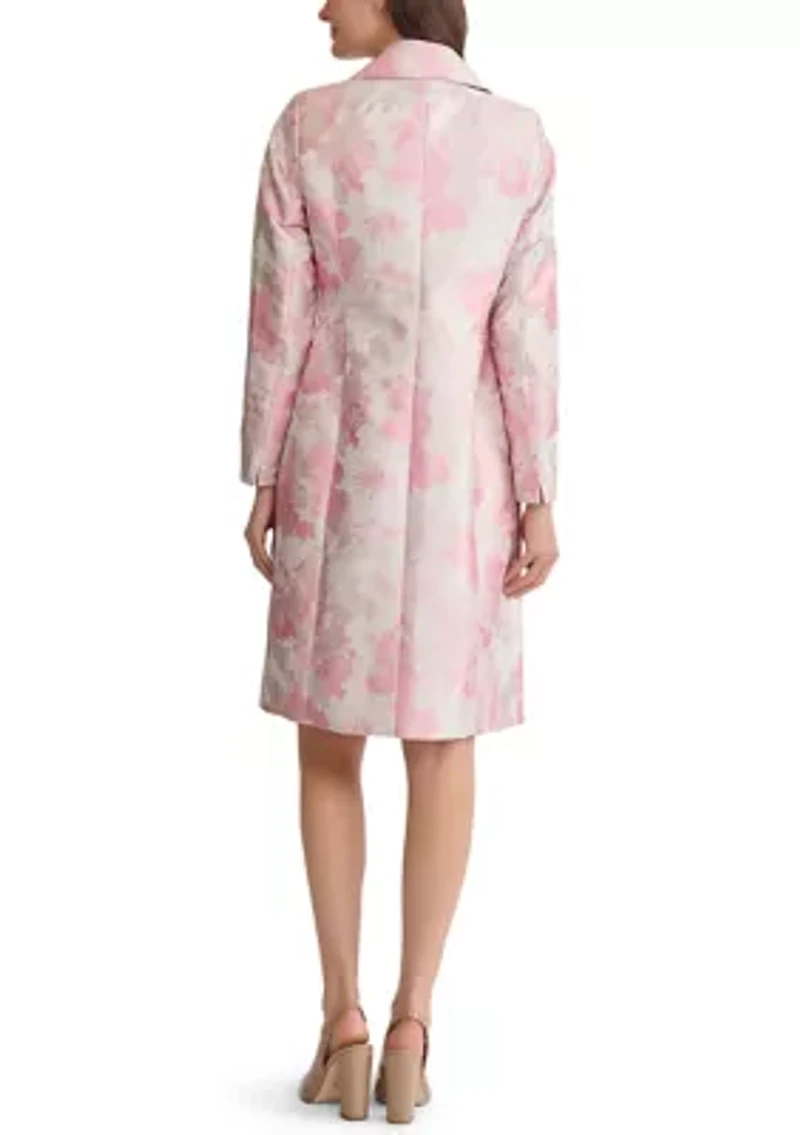 Women's Floral Jacquard 3 Button Topper Dress