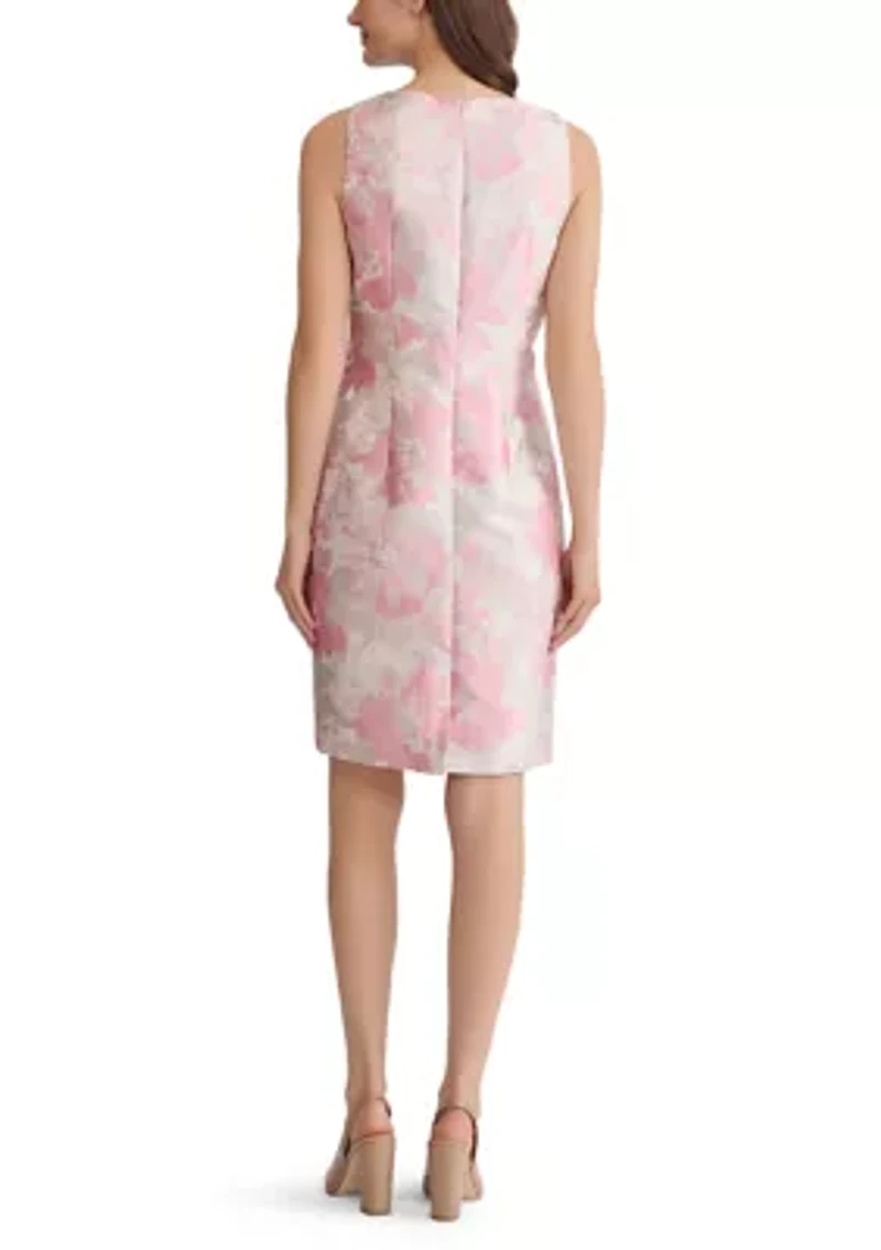 Women's Floral Jacquard Seamed Sheath Dress