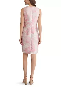 Women's Floral Jacquard Seamed Sheath Dress