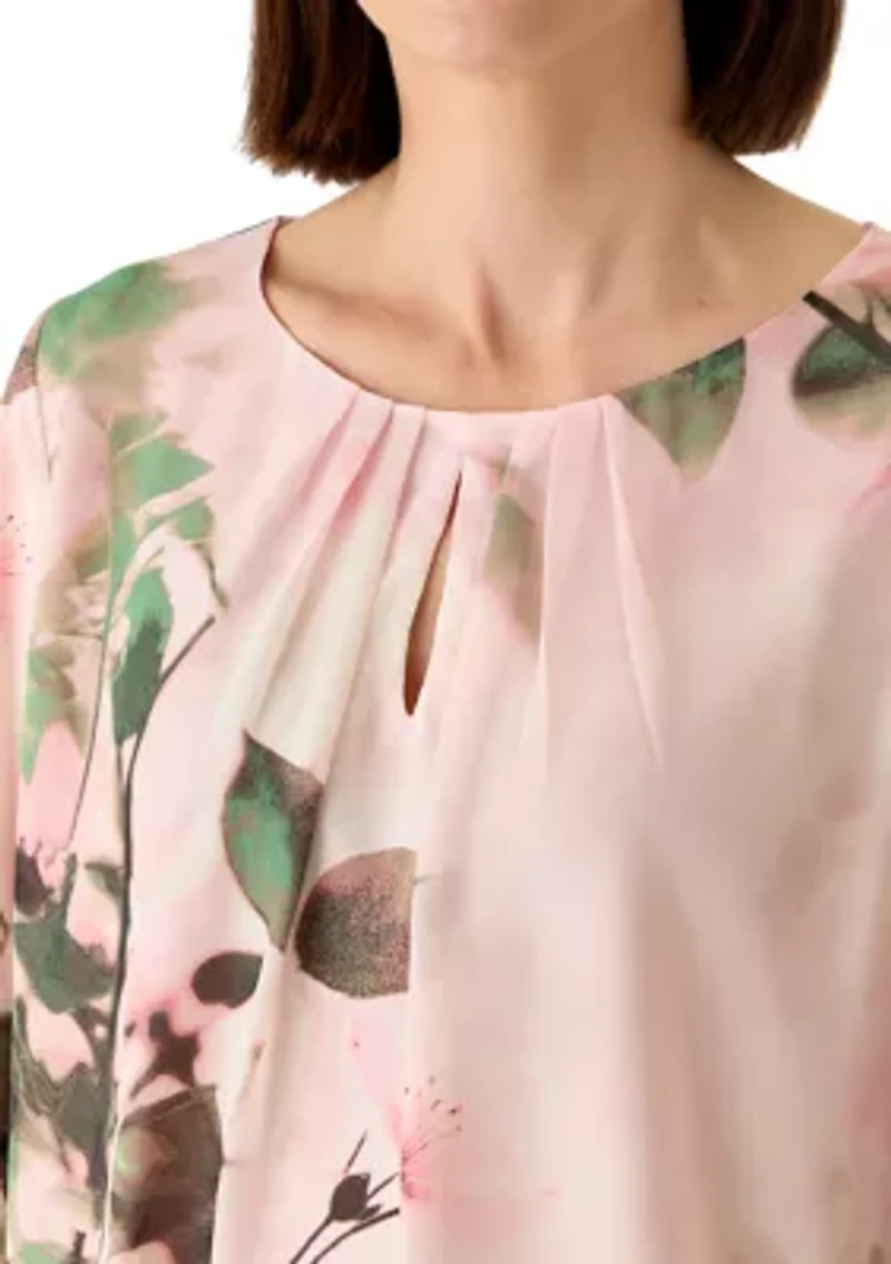 Women's Floral Print Flutter Sleeve Blouse