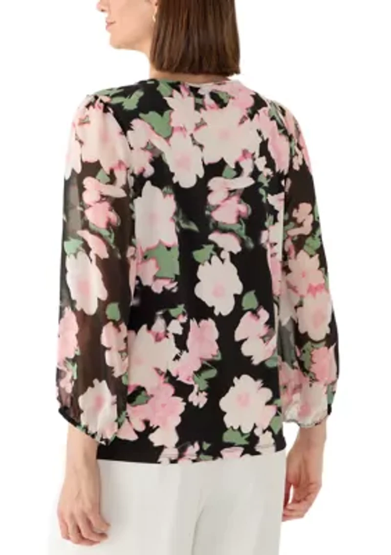 Women's Floral Print Knit Top