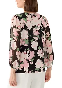 Women's Floral Print Knit Top