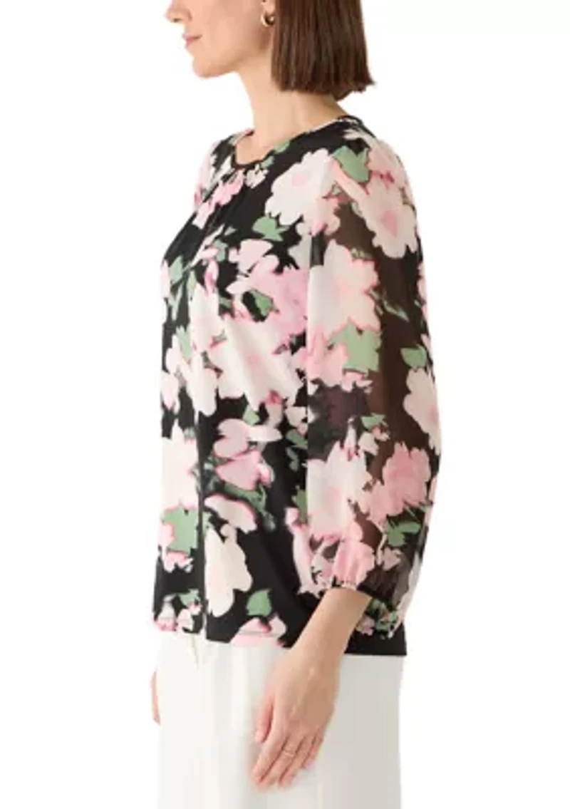 Women's Floral Print Knit Top