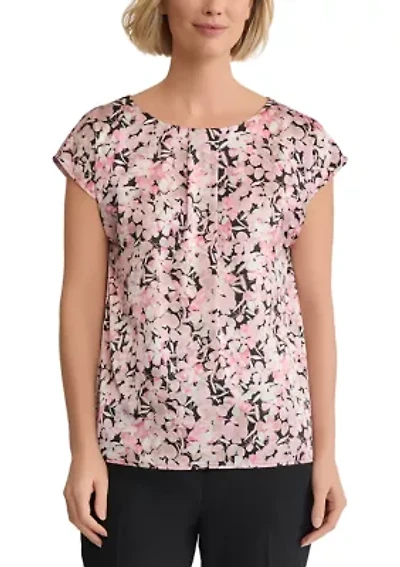 Women's Mini Floral Printed Cap Sleeve Blouse