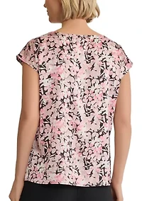 Women's Mini Floral Printed Cap Sleeve Blouse