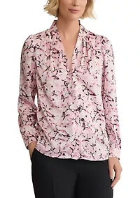 Women's Abstract Floral Print Button Front Blouse