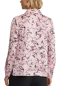 Women's Abstract Floral Print Button Front Blouse