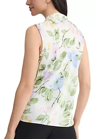 Women's Sleeveless Bias Tie Front Blouse