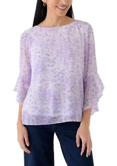 Petite Ruffle Sleeve Blouse